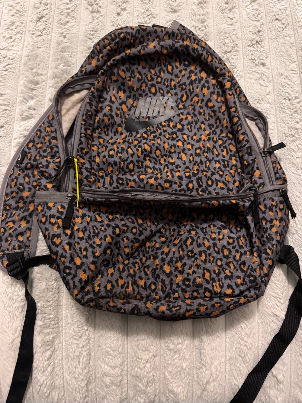 Nike Heritage Printed Backpack in the Gunsmoke/Black/Black Leopard Print